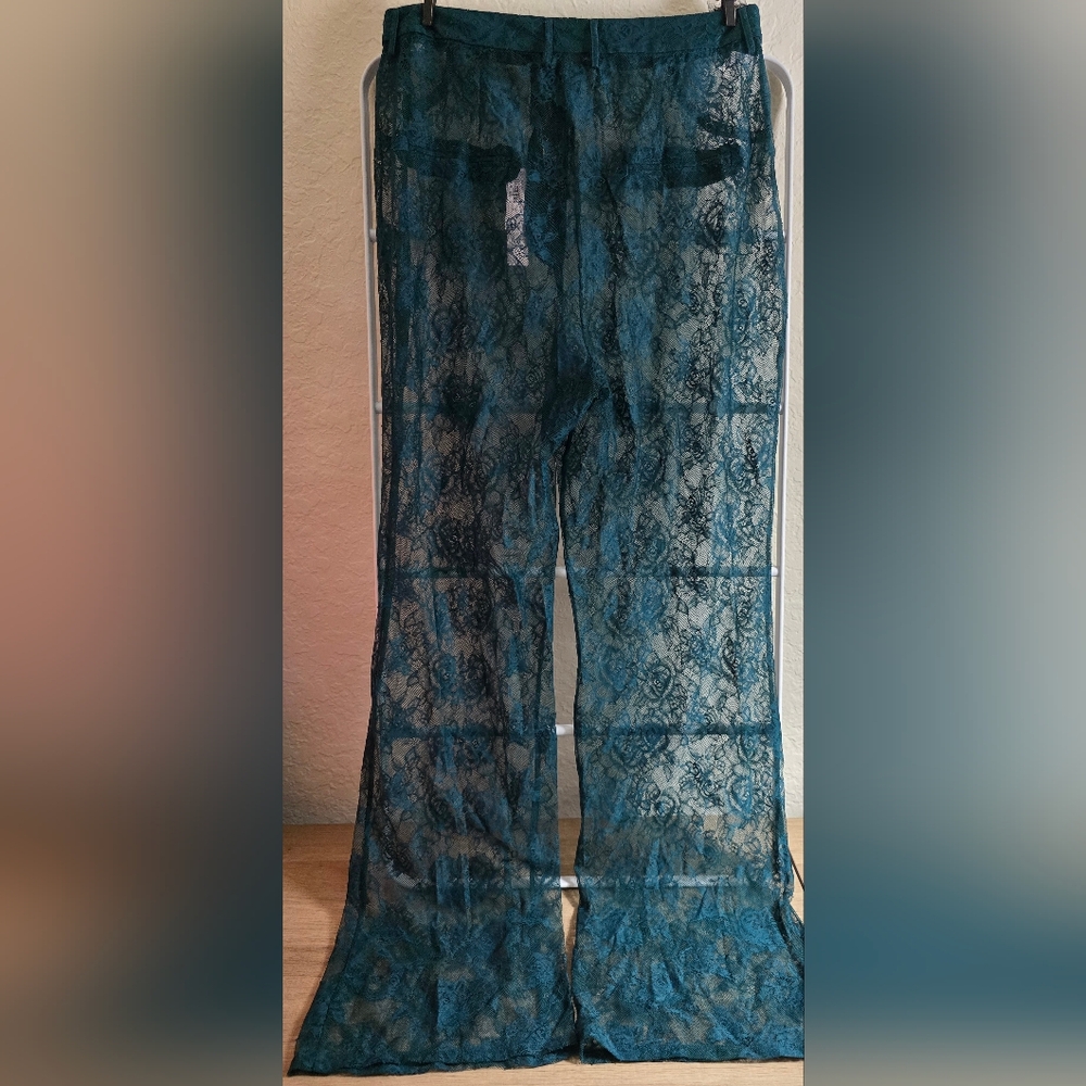 NEW VICTORIA'S SECRET VS Archives Rose Lace Pants Deepest Green Medium - Picture 5 of 5